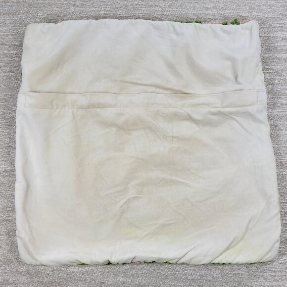 Vtg Handmade Wool Hooked Crab Pillow Cover 18x18 Coastal Nautical Beach Cottage - Picture 13 of 16